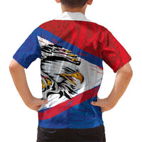American Samoa Flag Day Family Matching Short Sleeve Bodycon Dress and Hawaiian Shirt Polynesian Art Geometric with Flag Brush Style LT03 - Polynesian Pride