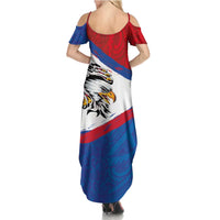 American Samoa Flag Day Family Matching Summer Maxi Dress and Hawaiian Shirt Polynesian Art Geometric with Flag Brush Style LT03 - Polynesian Pride