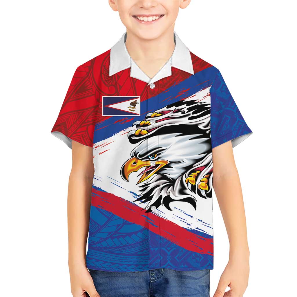 American Samoa Flag Day Family Matching Summer Maxi Dress and Hawaiian Shirt Polynesian Art Geometric with Flag Brush Style LT03 Son's Shirt Multicolor - Polynesian Pride