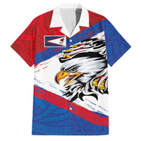 American Samoa Flag Day Family Matching Tank Maxi Dress and Hawaiian Shirt Polynesian Art Geometric with Flag Brush Style LT03 Dad's Shirt - Short Sleeve Multicolor - Polynesian Pride