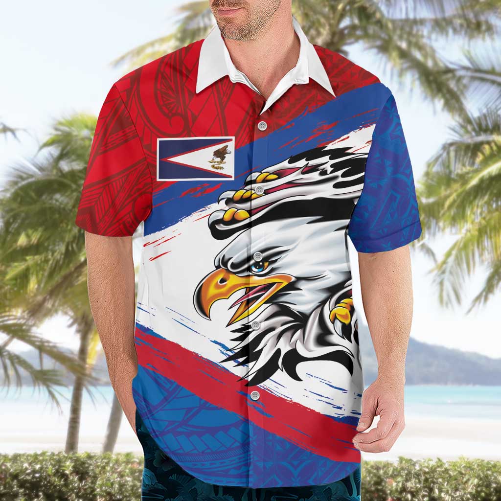 American Samoa Flag Day Hawaiian Shirt Polynesian Art Geometric with Flag Brush Style