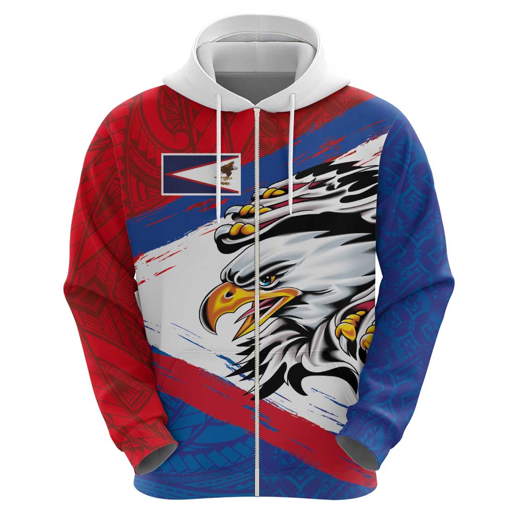 American Samoa Flag Day Hoodie Polynesian Art Geometric with Flag Brush Style