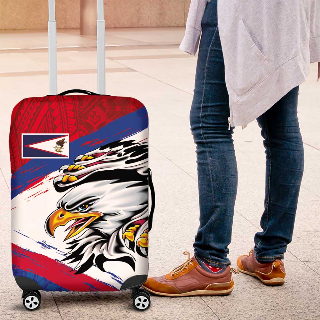 American Samoa Flag Day Luggage Cover Polynesian Art Geometric with Flag Brush Style