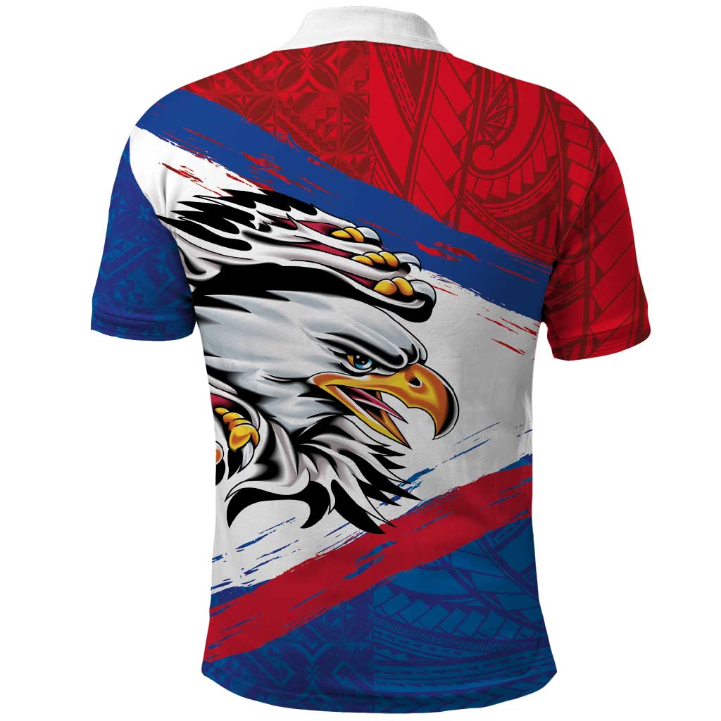 American Samoa Flag Day Polo Shirt Polynesian Art Geometric with Flag Brush Style
