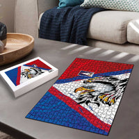 American Samoa Flag Day Puzzle Polynesian Art Geometric with Flag Brush Style