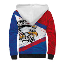 American Samoa Flag Day Sherpa Hoodie Polynesian Art Geometric with Flag Brush Style