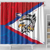 American Samoa Flag Day Shower Curtain Polynesian Art Geometric with Flag Brush Style