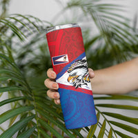 American Samoa Flag Day Skinny Tumbler Polynesian Art Geometric with Flag Brush Style