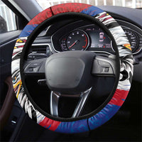 American Samoa Flag Day Steering Wheel Cover Polynesian Art Geometric with Flag Brush Style