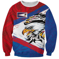 American Samoa Flag Day Sweatshirt Polynesian Art Geometric with Flag Brush Style