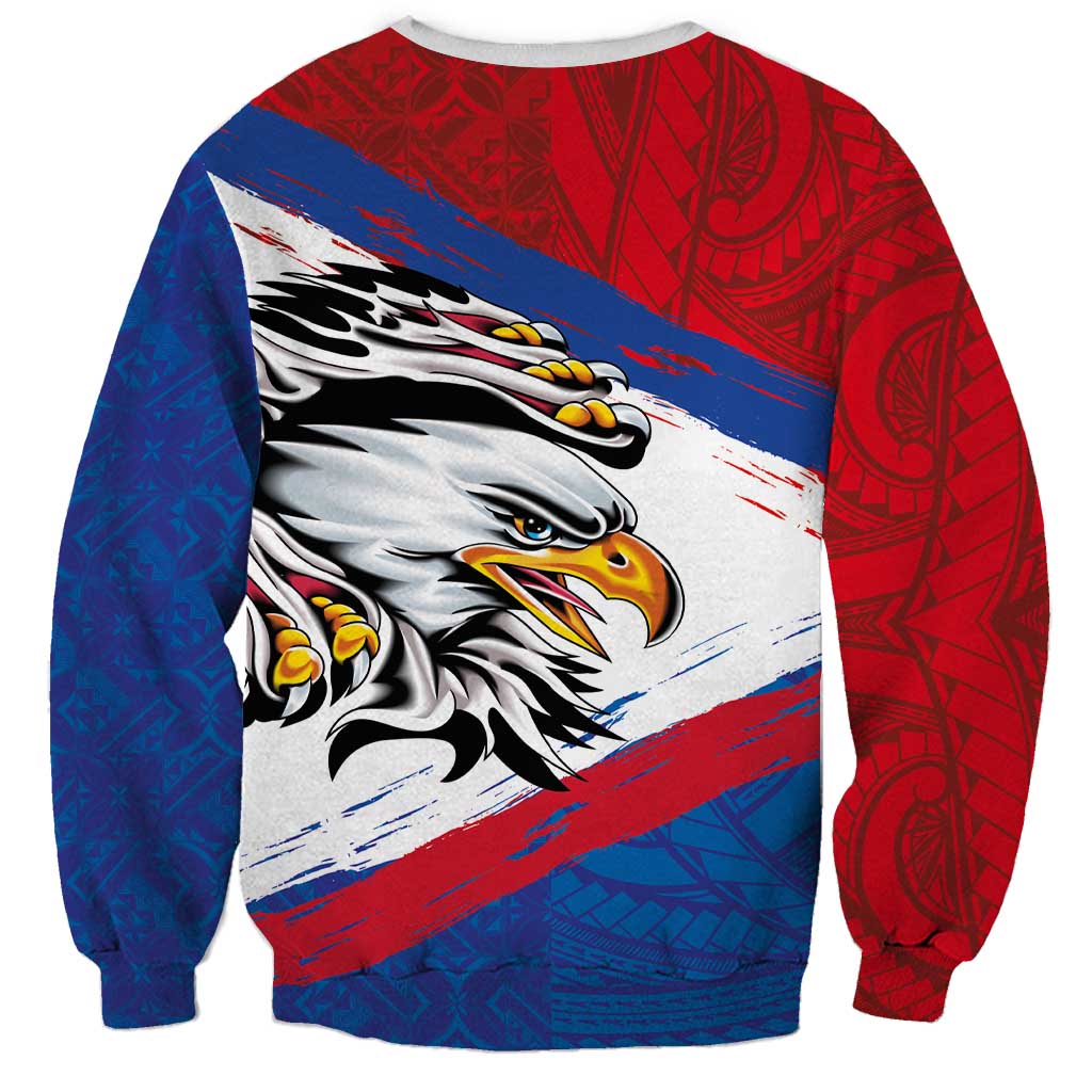 American Samoa Flag Day Sweatshirt Polynesian Art Geometric with Flag Brush Style