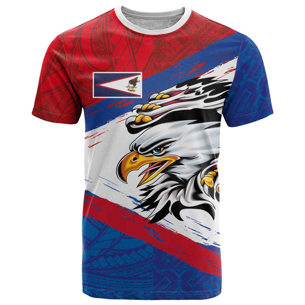 American Samoa Flag Day T Shirt Polynesian Art Geometric with Flag Brush Style