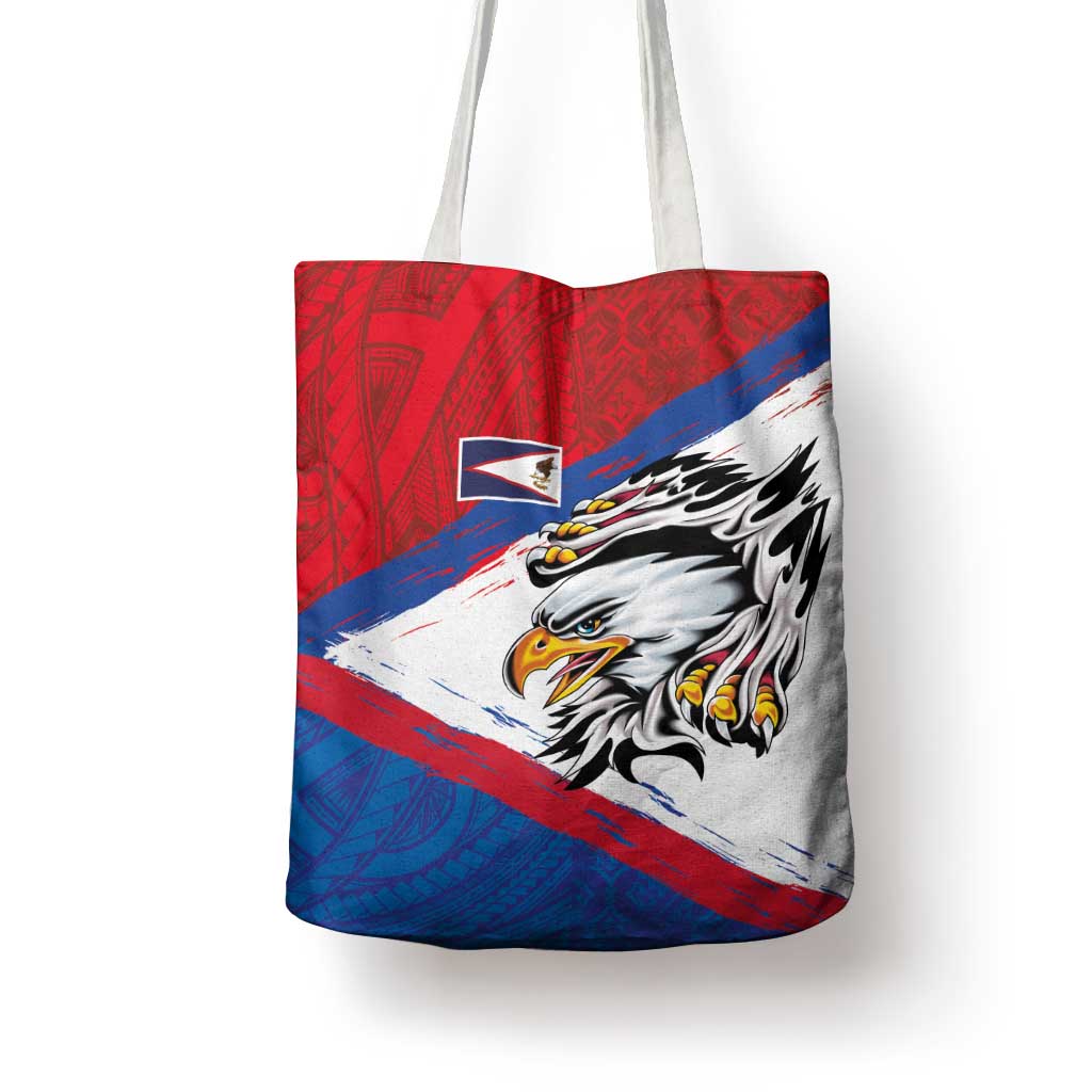 American Samoa Flag Day Tote Bag Polynesian Art Geometric with Flag Brush Style