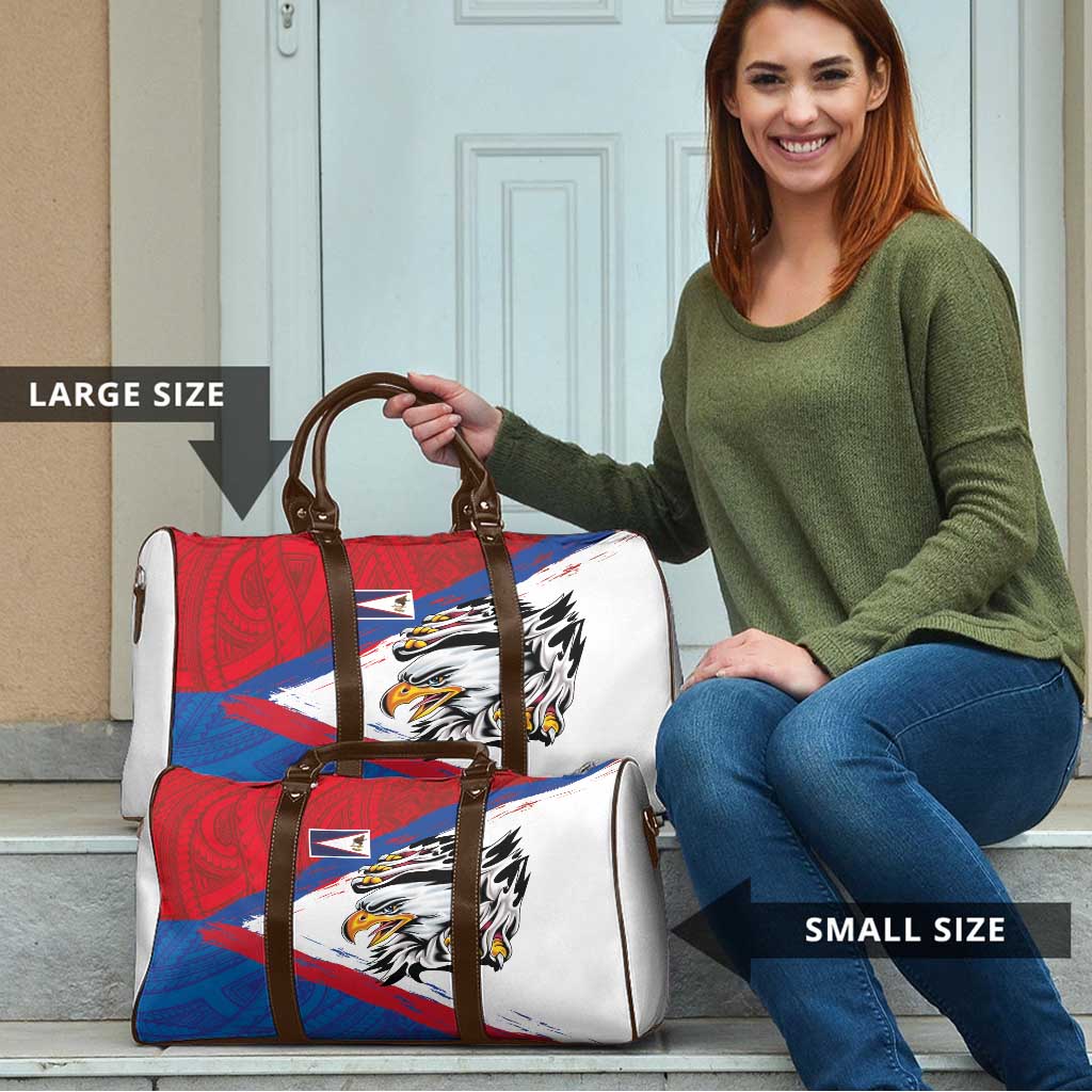 American Samoa Flag Day Travel Bag Polynesian Art Geometric with Flag Brush Style