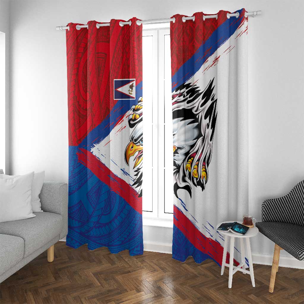 American Samoa Flag Day Window Curtain Polynesian Art Geometric with Flag Brush Style