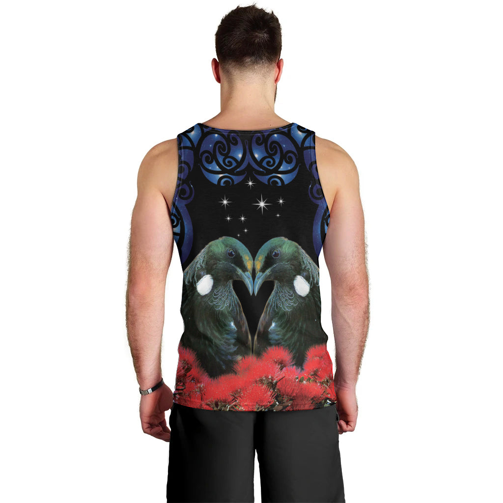 New Zealand Maori Matariki Men Tank Top Hongi Tui Bird Pohutukawa and Polynesia Tribal LT03 - Polynesian Pride