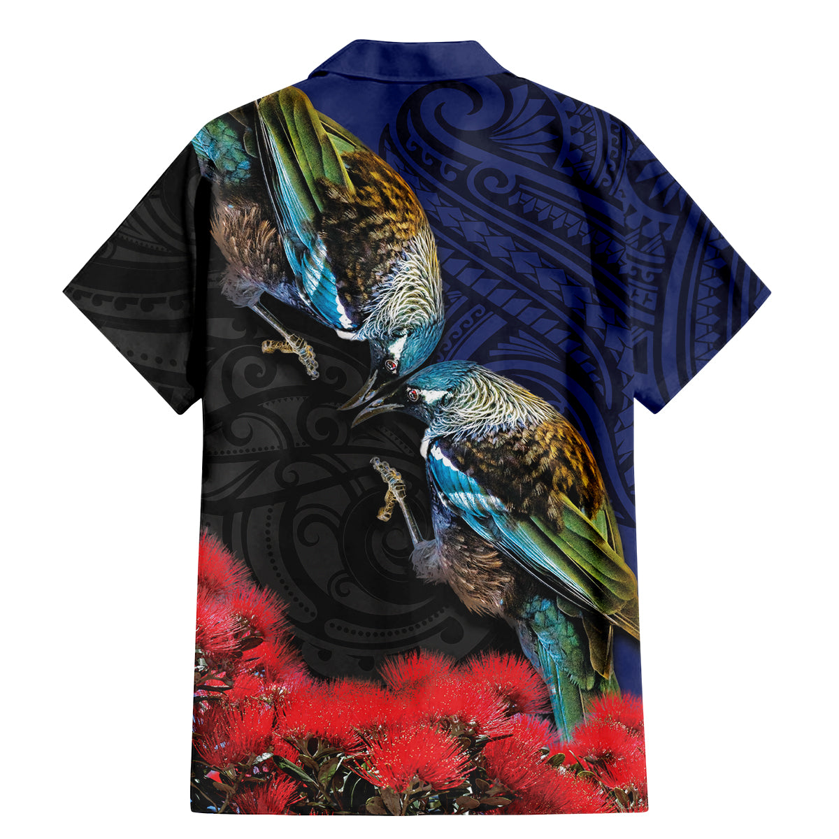 New Zealand Maori Hongi Culture Family Matching Mermaid Dress and Hawaiian Shirt Tui Bird Pohutukawa and Polynesian Pattern LT03 - Polynesian Pride