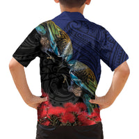 New Zealand Maori Hongi Culture Family Matching Puletasi and Hawaiian Shirt Tui Bird Pohutukawa and Polynesian Pattern LT03 - Polynesian Pride