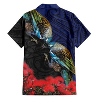 New Zealand Maori Hongi Culture Family Matching Summer Maxi Dress and Hawaiian Shirt Tui Bird Pohutukawa and Polynesian Pattern