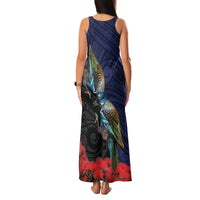 New Zealand Maori Hongi Culture Family Matching Tank Maxi Dress and Hawaiian Shirt Tui Bird Pohutukawa and Polynesian Pattern