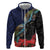New Zealand Maori Hongi Culture Zip Hoodie Tui Bird Pohutukawa and Polynesian Pattern