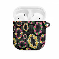 Hawaiian Kakau Tattoo Leis and Palaka Pattern AirPods Case Traditional Aloha Tribal Black Color