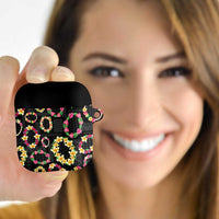 Hawaiian Kakau Tattoo Leis and Palaka Pattern AirPods Case Traditional Aloha Tribal Black Color