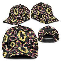 Hawaiian Kakau Tattoo Leis and Palaka Pattern Classic Cap Traditional Aloha Tribal Black Color