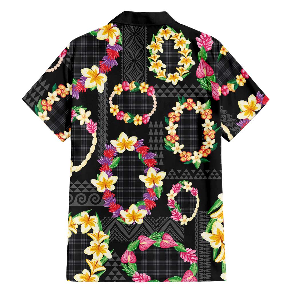 Hawaiian Kakau Tattoo Leis and Palaka Pattern Family Matching Summer Maxi Dress and Hawaiian Shirt Traditional Aloha Tribal Black Color LT03 - Polynesian Pride