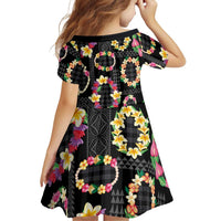 Hawaiian Kakau Tattoo Leis and Palaka Pattern Family Matching Tank Maxi Dress and Hawaiian Shirt Traditional Aloha Tribal Black Color LT03 - Polynesian Pride