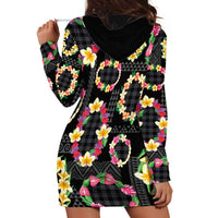 Hawaiian Kakau Tattoo Leis and Palaka Pattern Hoodie Dress Traditional Aloha Tribal Black Color LT03 - Polynesian Pride