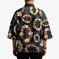 Hawaiian Kakau Tattoo Leis and Palaka Pattern Kimono Traditional Aloha Tribal Black Color