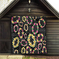 Hawaiian Kakau Tattoo Leis and Palaka Pattern Quilt Traditional Aloha Tribal Black Color