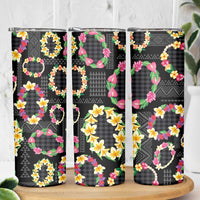 Hawaiian Kakau Tattoo Leis and Palaka Pattern Skinny Tumbler Traditional Aloha Tribal Black Color LT03 - Polynesian Pride