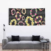 Hawaiian Kakau Tattoo Leis and Palaka Pattern Tapestry Traditional Aloha Tribal Black Color