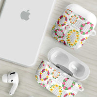 Hawaiian Kakau Tattoo Leis and Palaka Pattern AirPods Case Traditional Aloha Tribal White Color