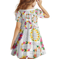 Hawaiian Kakau Tattoo Leis and Palaka Pattern Family Matching Off Shoulder Maxi Dress and Hawaiian Shirt Traditional Aloha Tribal White Color LT03 - Polynesian Pride