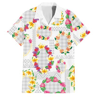 Hawaiian Kakau Tattoo Leis and Palaka Pattern Family Matching Short Sleeve Bodycon Dress and Hawaiian Shirt Traditional Aloha Tribal White Color LT03 Dad's Shirt - Short Sleeve White - Polynesian Pride
