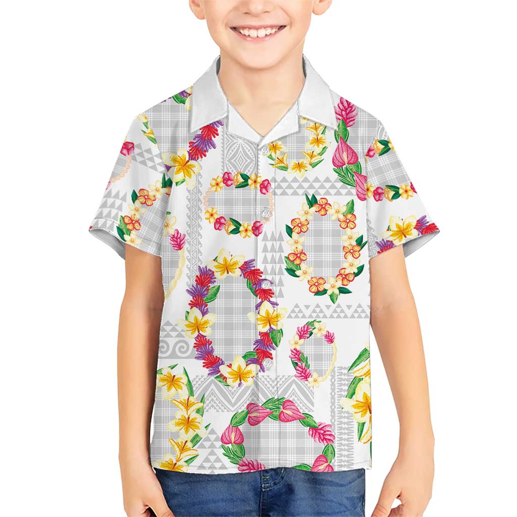 Hawaiian Kakau Tattoo Leis and Palaka Pattern Family Matching Summer Maxi Dress and Hawaiian Shirt Traditional Aloha Tribal White Color LT03 Son's Shirt White - Polynesian Pride
