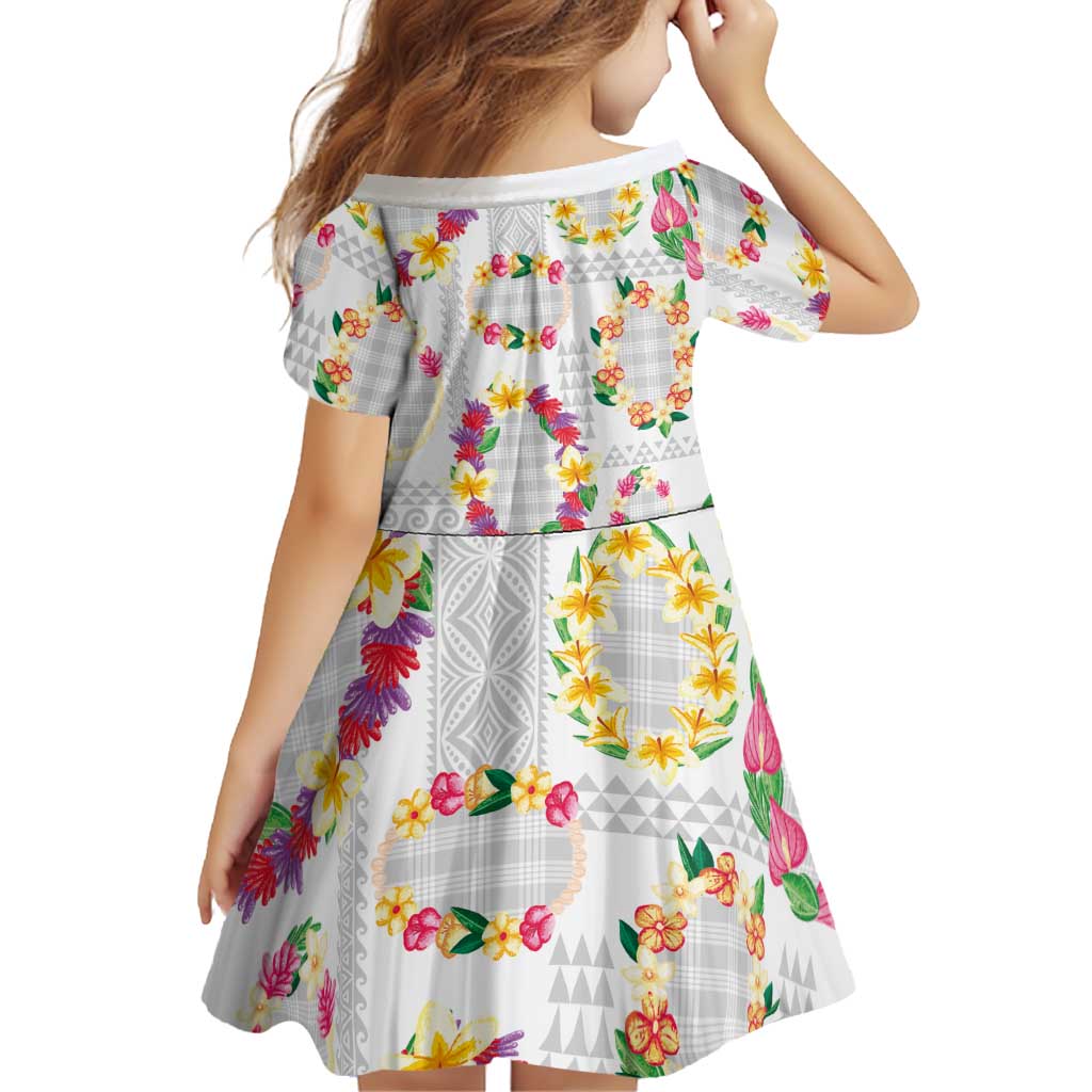 Hawaiian Kakau Tattoo Leis and Palaka Pattern Family Matching Tank Maxi Dress and Hawaiian Shirt Traditional Aloha Tribal White Color LT03 - Polynesian Pride