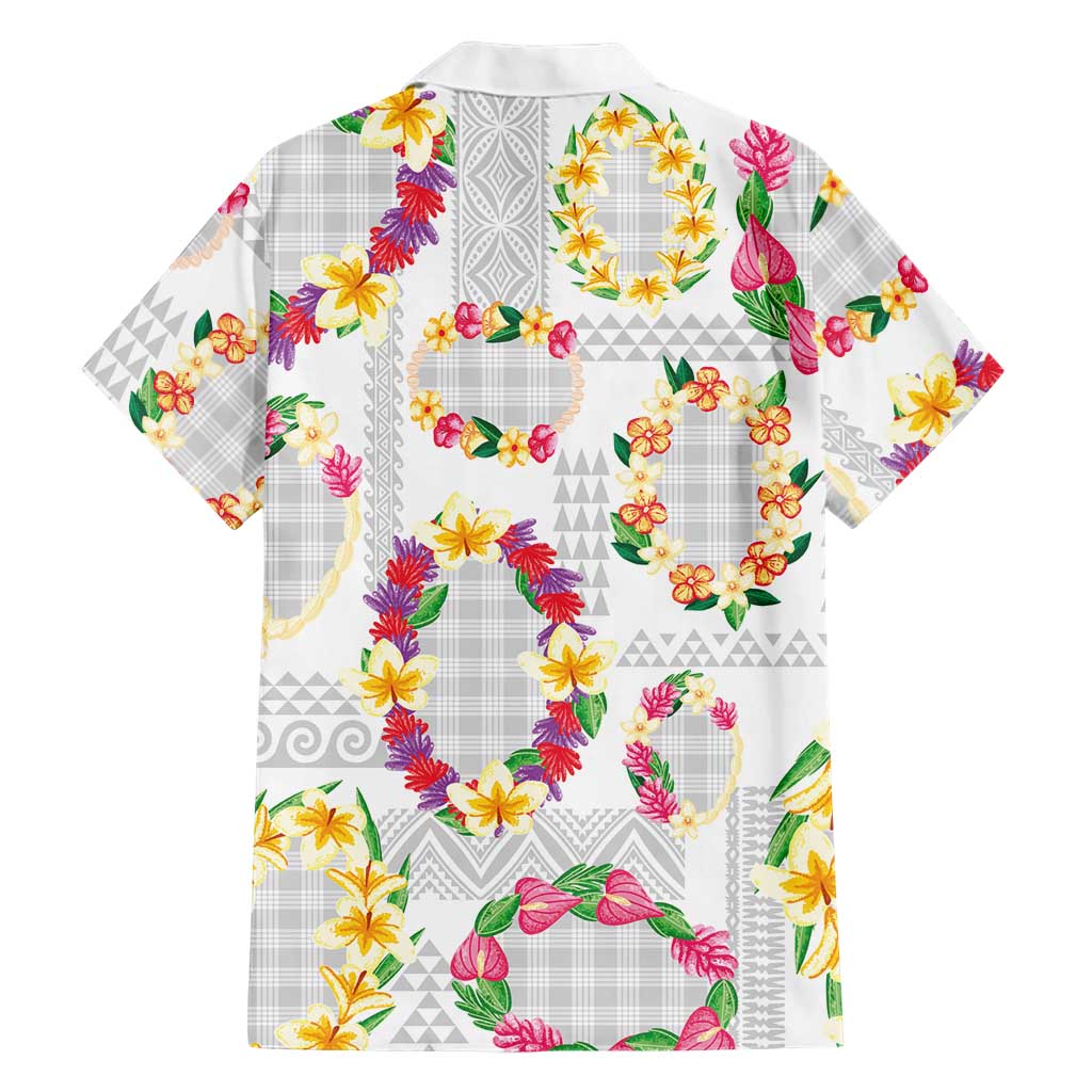 Hawaiian Kakau Tattoo Leis and Palaka Pattern Family Matching Tank Maxi Dress and Hawaiian Shirt Traditional Aloha Tribal White Color LT03 - Polynesian Pride