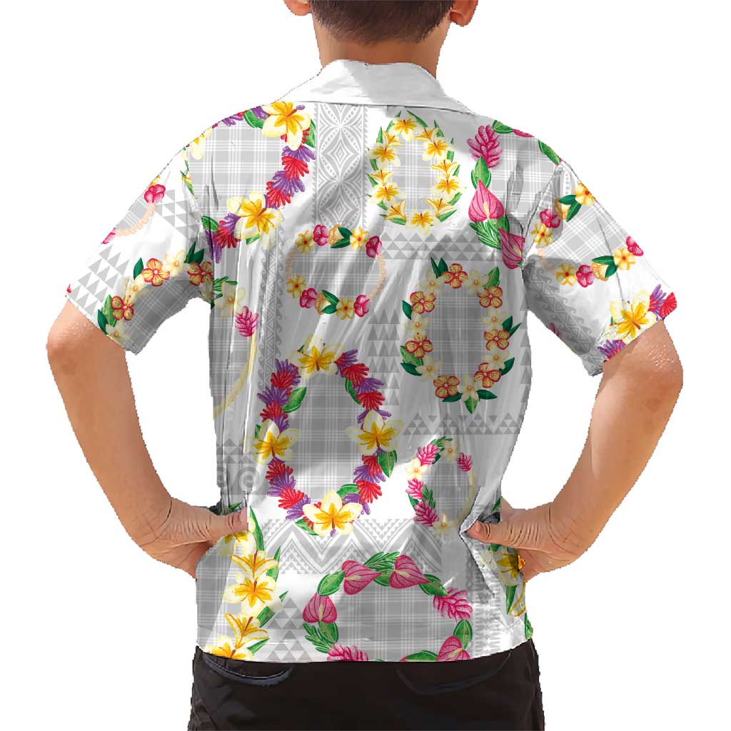 Hawaiian Kakau Tattoo Leis and Palaka Pattern Hawaiian Shirt Traditional Aloha Tribal White Color