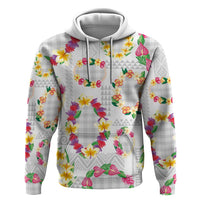 Hawaiian Kakau Tattoo Leis and Palaka Pattern Hoodie Traditional Aloha Tribal White Color