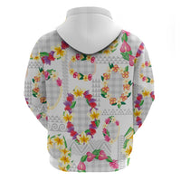 Hawaiian Kakau Tattoo Leis and Palaka Pattern Hoodie Traditional Aloha Tribal White Color