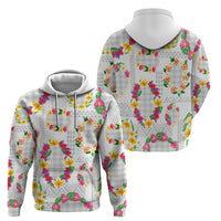 Hawaiian Kakau Tattoo Leis and Palaka Pattern Hoodie Traditional Aloha Tribal White Color