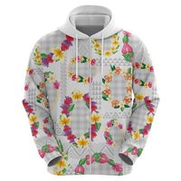 Hawaiian Kakau Tattoo Leis and Palaka Pattern Hoodie Traditional Aloha Tribal White Color