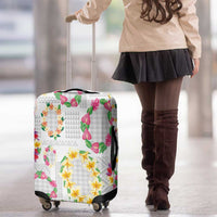 Hawaiian Kakau Tattoo Leis and Palaka Pattern Luggage Cover Traditional Aloha Tribal White Color
