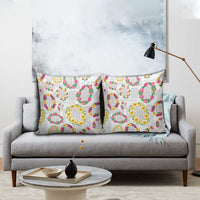 Hawaiian Kakau Tattoo Leis and Palaka Pattern Pillow Cover Traditional Aloha Tribal White Color