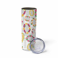 Hawaiian Kakau Tattoo Leis and Palaka Pattern Skinny Tumbler Traditional Aloha Tribal White Color LT03 - Polynesian Pride