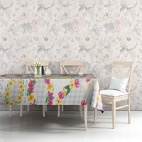 Hawaiian Kakau Tattoo Leis and Palaka Pattern Tablecloth Traditional Aloha Tribal White Color
